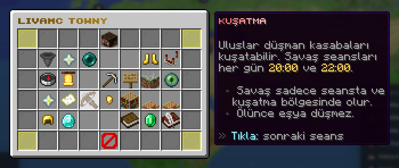 LivaMC Towny ana menü